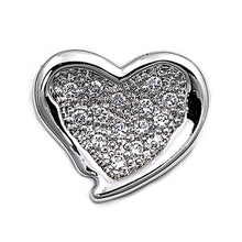 Load image into Gallery viewer, Sterling Silver Heart Pendant with CZAnd Pendant Height 18mm