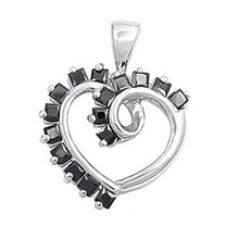 Load image into Gallery viewer, Sterling Silver Heart Pendant with CZAnd Pendant Height 18mm