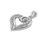 Sterling Silver Heart Pendant with CZAnd Pendant Height 18mm