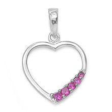 Load image into Gallery viewer, Sterling Silver Heart Pendant with CZAnd Pendant Height 17mm