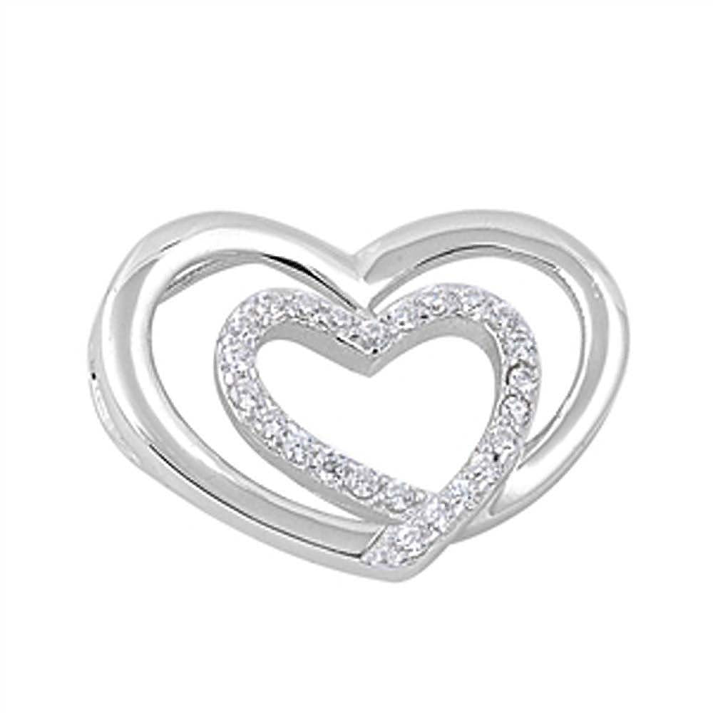 Sterling Silver Elegant CZ Paved Open Heat Pendent with Centered Paved Infinity Design