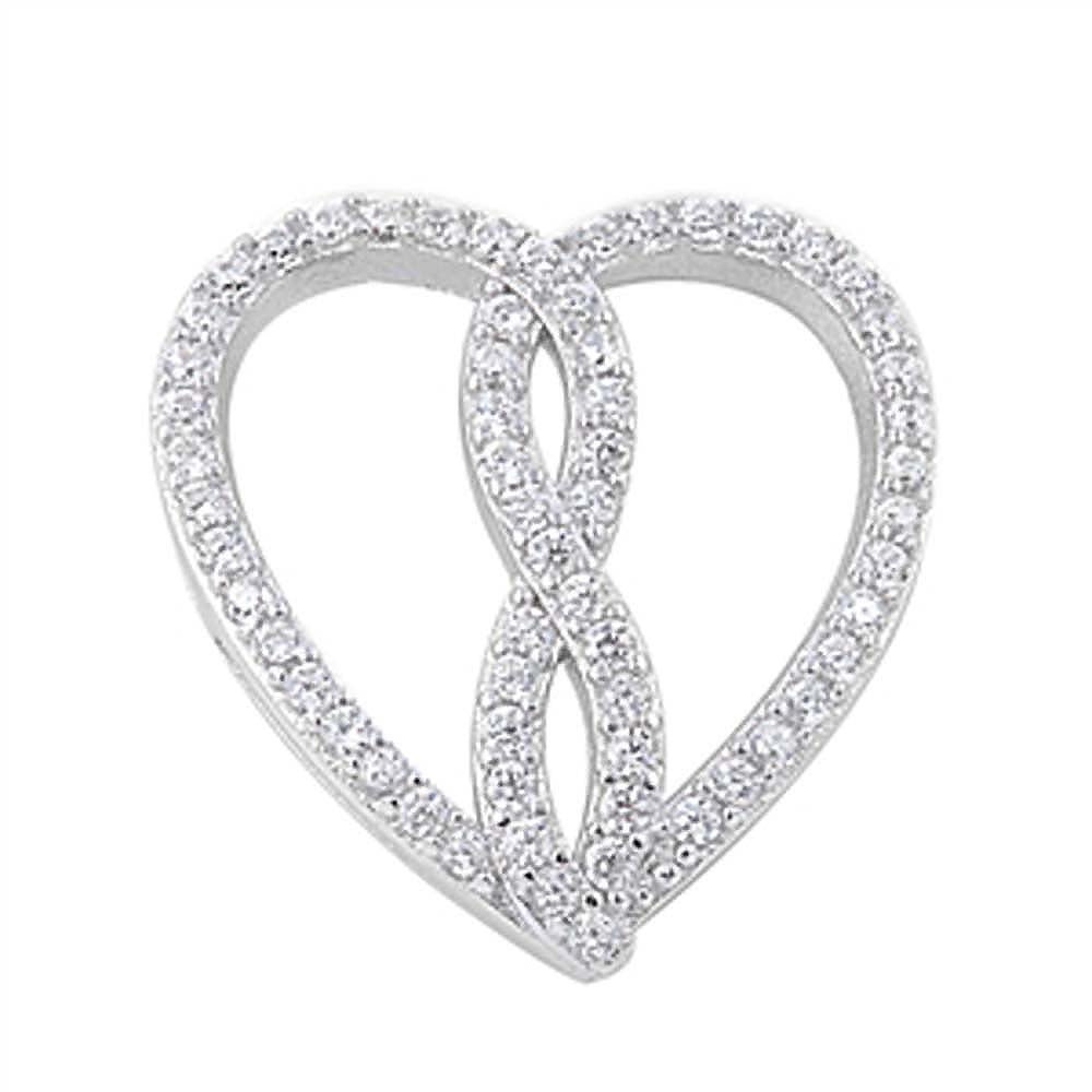 Sterling Silver Elegant CZ Paved Open Heat Pendent with Centered Paved Infinity Design
