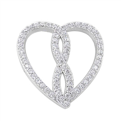 Sterling Silver Elegant CZ Paved Open Heat Pendent with Centered Paved Infinity Design