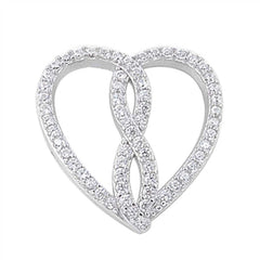 Sterling Silver Elegant CZ Paved Open Heat Pendent with Centered Paved Infinity Design