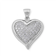 Load image into Gallery viewer, Sterling Silver Elegant CZ Paved Heart Pendant