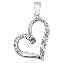 Load image into Gallery viewer, Sterling Silver Classy Open Heart Pendant with Clear Cz Stones Accen tAnd Pendant Height of 24MM