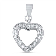 Load image into Gallery viewer, Sterling Silver Fancy Clear Cz Heart Pendant with Pendant Height of 13MM