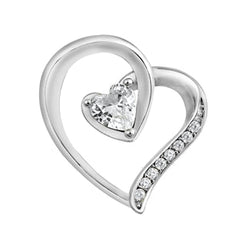 Sterling Silver Heart Clear CZ Pendant