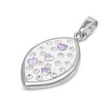 Load image into Gallery viewer, Sterling Silver Lavender And Clear Oval Shaped Assorted CZ PendantAnd Pendant Height 25 mm
