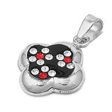 Sterling Silver Garnet And Clear Cross Shaped Assorted CZ PendantAnd Pendant Height 16 mm