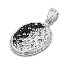 Load image into Gallery viewer, Sterling Silver Black And Clear Oval Shaped Assorted CZ PendantAnd Pendant Height 24 mm