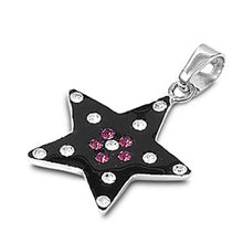 Load image into Gallery viewer, Sterling Silver Amethyst And Clear Star Shaped Assorted CZ PendantAnd Pendant Height 19 mm