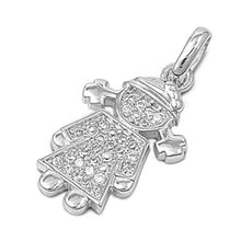 Load image into Gallery viewer, Sterling Silver Girl Shaped Assorted CZ PendantAnd Pendant Height 22 mm