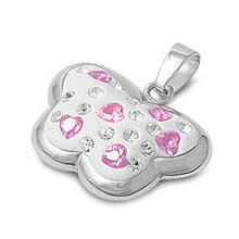 Load image into Gallery viewer, Sterling Silver Butterfly With Pink And Clear Assorted CZ PendantAnd Pendant Height 16 mm