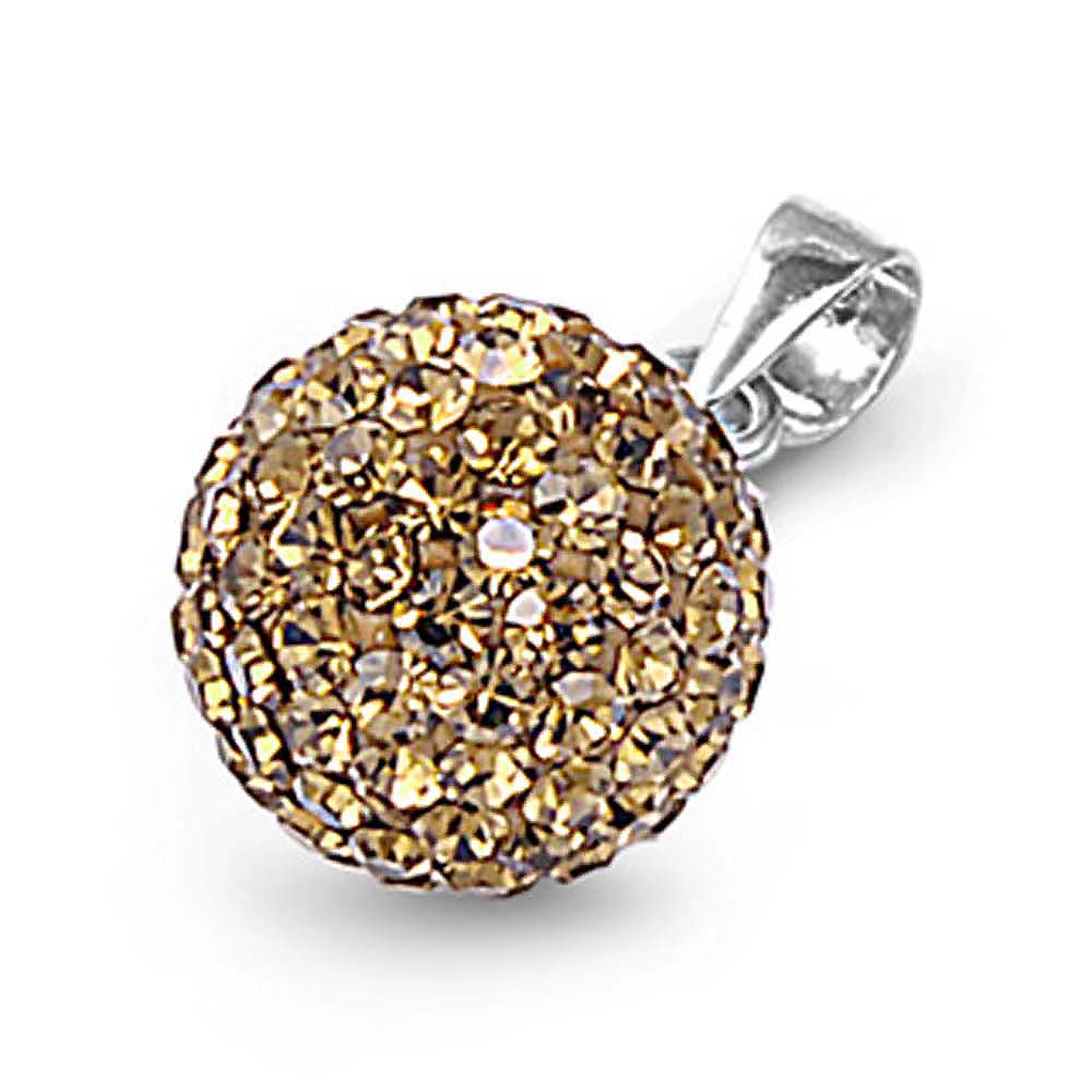 Sterling Silver Elegant Ferido Ball Pendant Paved with Light Colorado Topaz Crystals