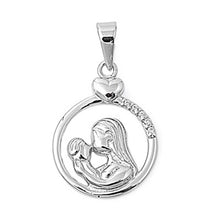 Load image into Gallery viewer, Sterling Silver Mother and Child Pendant with Clear CZ