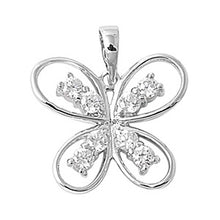 Load image into Gallery viewer, Sterling Silver Fancy Butterfly Pendant  with Clear CZ Design