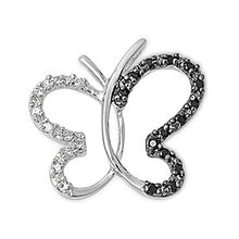 Load image into Gallery viewer, Sterling Silver Stylish Butterfly Pendant  Paved with Black and Clear CZ