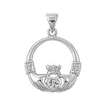 Load image into Gallery viewer, Sterling Silver Elegant Claddagh Pendant with Clear CZ Heart