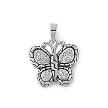 Load image into Gallery viewer, Sterling Silver Butterfly Pendant with Clear CZ