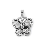 Sterling Silver Butterfly Pendant with Clear CZ