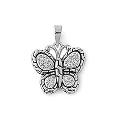 Sterling Silver Butterfly Pendant with Clear CZ