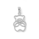 Sterling Silver CZ Teddy Bear Pendant