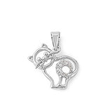 Sterling Silver Stylish Cat Pendant Paved with Clear CZ