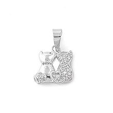 Load image into Gallery viewer, Sterling Silver Two Cats Paved with CZ