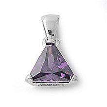 Load image into Gallery viewer, Sterling Silver Elegant Amethyst Trilliant Cut CZ Solitaire Pendant Set on High Quality Prong Setting And Aprx 5 Carat Weight