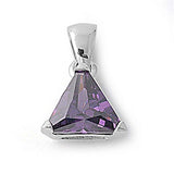 Sterling Silver Elegant Amethyst Trilliant Cut CZ Solitaire Pendant Set on High Quality Prong Setting And Aprx 5 Carat Weight
