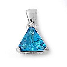 Load image into Gallery viewer, Sterling Silver Elegant Blue Topaz Trilliant Cut CZ Solitaire Pendant Set on High Quality Prong Setting And Aprx 5 Carat Weight