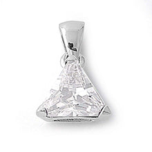 Load image into Gallery viewer, Sterling Silver Elegant Clear Trilliant Cut CZ Solitaire Pendant Set on High Quality Prong Setting And Aprx 5 Carat Weight