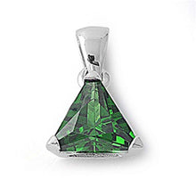 Load image into Gallery viewer, Sterling Silver Elegant Emerald Trilliant Cut CZ Solitaire Pendant Set on High Quality Prong Setting And Aprx 5 Carat Weight