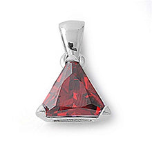 Load image into Gallery viewer, Sterling Silver Elegant Garnet Trilliant Cut CZ Solitaire Pendant Set on High Quality Prong Setting And Aprx 5 Carat Weight