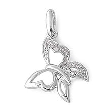 Load image into Gallery viewer, Sterling Silver Fancy Butterfly Pendant Paved with Clear CZ