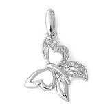 Sterling Silver Fancy Butterfly Pendant Paved with Clear CZ