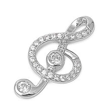 Load image into Gallery viewer, Sterling Silver Music Note Shaped Assorted CZ PendantAnd Product Size 22 mm