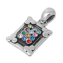 Load image into Gallery viewer, Sterling Silver Stylish Pendant with Centered Multicolored CZ