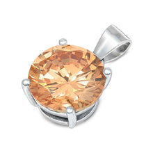 Load image into Gallery viewer, Sterling Silver Champagne CZ Solitaire Pendant Set on High Quality Prong Setting And Aprx 2.5 Carat Weight