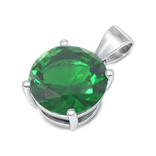 Load image into Gallery viewer, Sterling Silver Emerald CZ Solitaire Pendant Set on High Quality Prong Setting And Aprx 2.5 Carat Weight