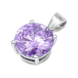 Sterling Silver Lavender CZ Solitaire Pendant Set on High Quality Prong Setting And Aprx 2.5 Carat Weight
