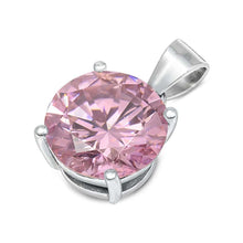 Load image into Gallery viewer, Sterling Silver Pink CZ Solitaire Pendant Set on High Quality Prong Setting and Aprx 2.5 Carat Weight