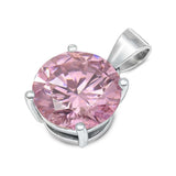 Sterling Silver Pink CZ Solitaire Pendant Set on High Quality Prong Setting and Aprx 2.5 Carat Weight