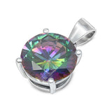 Sterling Silver Rainbow Topaz CZ Solitaire Pendant Set on High Quality Prong Setting And Aprx 2.5 Carat Weight