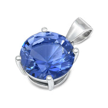 Load image into Gallery viewer, Sterling Silver Tanzanite Round CZ Pendant, Height 8 mm