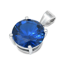 Load image into Gallery viewer, Sterling Silver Elegant Blue Sapphire CZ Solitaire Pendant Set on High Quality Prong Setting And Aprx 4 Carat Weight