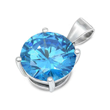 Load image into Gallery viewer, Sterling Silver Elegant Blue Topaz CZ Solitaire Pendant Set on High Quality Prong Setting And Aprx 4 Carat Weight