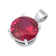 Load image into Gallery viewer, Sterling Silver Elegant Red Ruby CZ Solitaire Pendant Set on High Quality Prong Setting And Aprx 4 Carat Weight