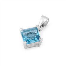 Load image into Gallery viewer, Sterling Silver Elegant Blue Topaz Princess Cut CZ Solitaire Pendant Set on High Quality Prong Setting And Aprx 1.5 Carat Weight